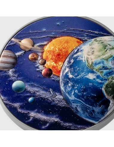 THE SOLAR SYSTEM 2 Oz Silver 11.5 Oz Copper Coin 5$ Niue 2024 - Coins & More - Niue