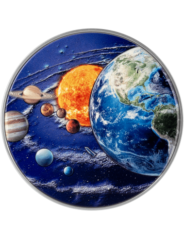 THE SOLAR SYSTEM 2 Oz Silver 11.5 Oz Copper Coin 5$ Niue 2024 - Coins & More - Niue