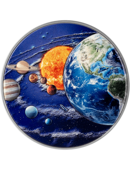 THE SOLAR SYSTEM 2 Oz Silver 11.5 Oz Copper Coin 5$ Niue 2024 - Coins & More - Niue