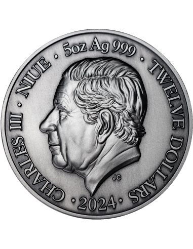 GEMINI Twelve Zodiac Signs 5 Oz UV and Glow in Dark Silver Coin 12$ Dollars Niue 2024 - Coins & More - Chad