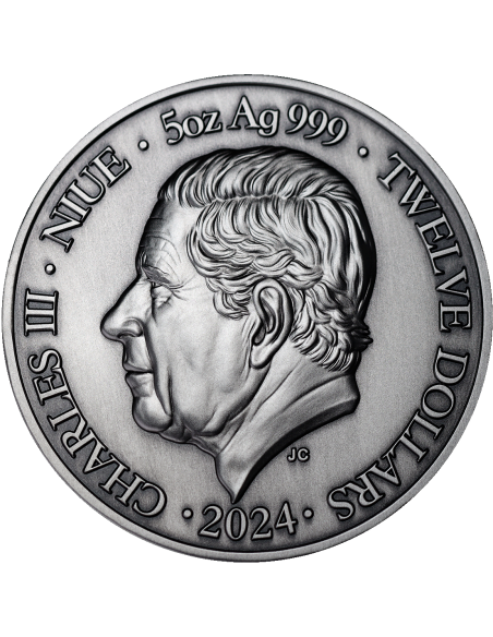 GEMINI Twelve Zodiac Signs 5 Oz UV and Glow in Dark Silver Coin 12$ Dollars Niue 2024 - Coins & More - Chad