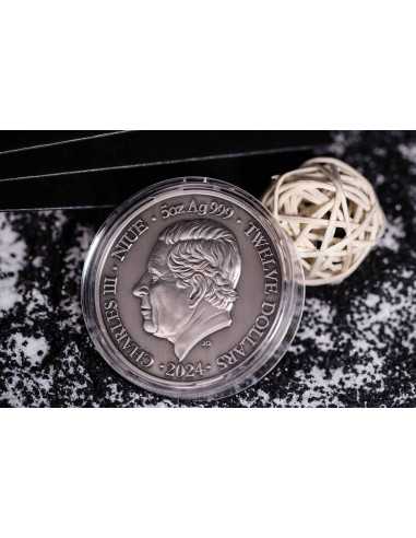 GEMINI Twelve Zodiac Signs 5 Oz UV and Glow in Dark Silver Coin 12$ Dollars Niue 2024 - Coins & More - Chad