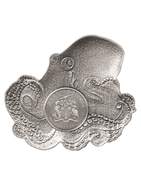 THE OCTOPUS 3 Oz Silver 5$ Barbados 2024 - Coins & More - Barbade