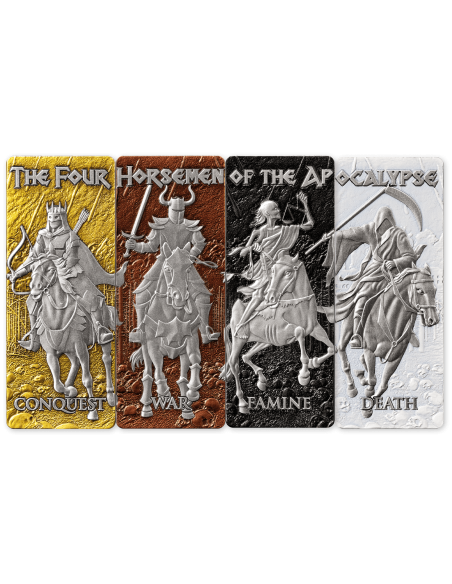 FOUR HORSEMEN OF THE APOCALYPSE Set 4x1 Oz Silver Coins 5$ Barbados 2024 - Coins & More - Barbade