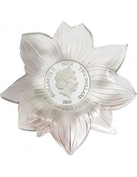 LOTUS Shape World Enchanting Flower 1 Oz Silver Coin 2$ Niue 2019 - Coins & More - Niue