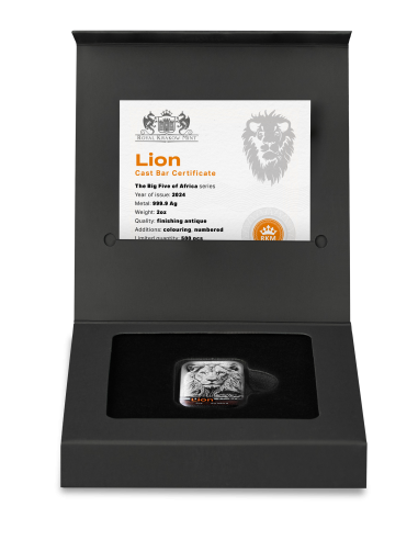 LION The Big Five of Africa 2 Oz Silver Premium Cast Bar - Coins & More - Argent