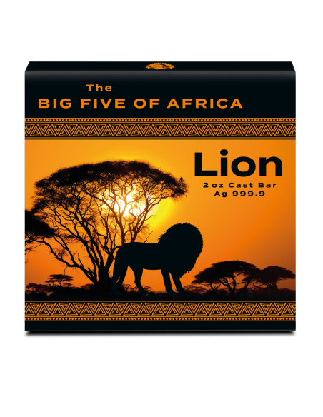 LION The Big Five of Africa 2 Oz Silver Premium Cast Bar - Coins & More - Argent