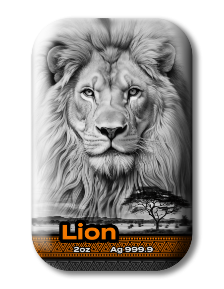 LION The Big Five of Africa 2 Oz Silver Premium Cast Bar - Coins & More - Argent