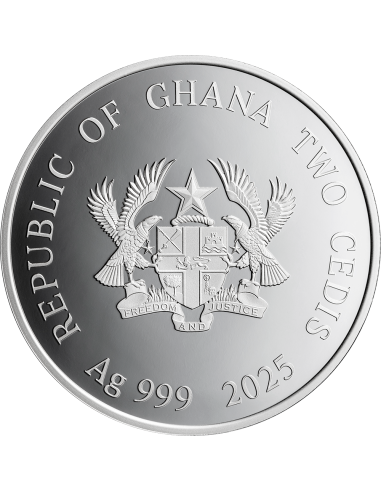 YEAR OF THE SNAKE Lunar Year 1/2 Oz Silver Proof Coin 2 Cedis Ghana 2025 - Coins & More - Africa