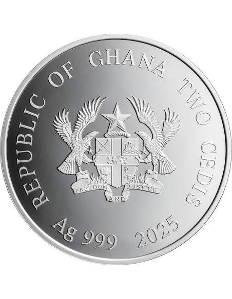YEAR OF THE SNAKE Lunar Year 1/2 Oz Silver Proof Coin 2 Cedis Ghana 2025 - Coins & More - Africa