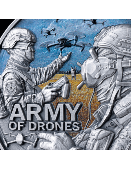 ARMY OF DRONES Guardians of Freedom 2 Oz Silver Coin 2000 Francs Cameroon 2024 - Coins & More - Cameroun