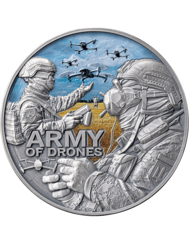 ARMY OF DRONES Guardians of Freedom 2 Oz Silver Coin 2000 Francs Cameroon 2024 - Coins & More - Cameroun