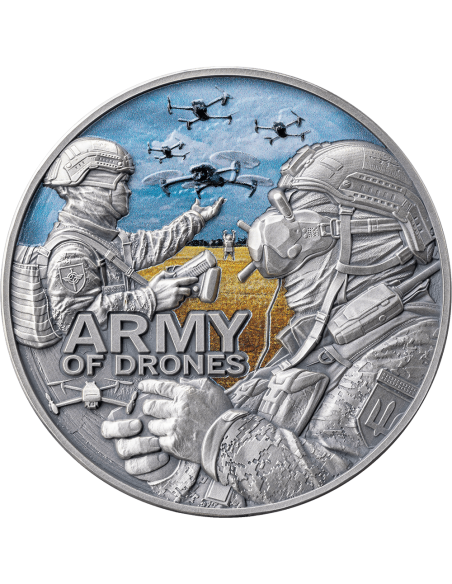 ARMY OF DRONES Guardians of Freedom 2 Oz Silver Coin 2000 Francs Cameroon 2024 - Coins & More - Cameroun