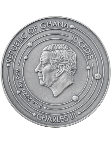 EARTH Solar System 2 Oz Silver Coin 10 Cedis Ghana 2024 - Coins & More - Ghana