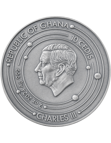 EARTH Solar System 2 Oz Silver Coin 10 Cedis Ghana 2024 - Coins & More - Ghana