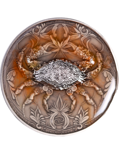 CANCER Twelve Zodiac Signs 5 Oz UV and Glow in Dark Silver Coin 12$ Dollars Niue 2024 - Coins & More - Chad
