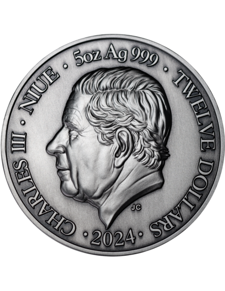 CANCER Twelve Zodiac Signs 5 Oz UV and Glow in Dark Silver Coin 12$ Dollars Niue 2024 - Coins & More - Chad