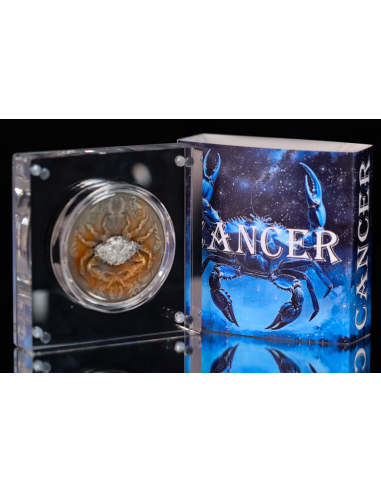 CANCER Twelve Zodiac Signs 5 Oz UV and Glow in Dark Silver Coin 12$ Dollars Niue 2024 - Coins & More - Chad
