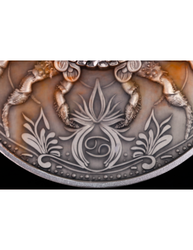 CANCER Twelve Zodiac Signs 5 Oz UV and Glow in Dark Silver Coin 12$ Dollars Niue 2024 - Coins & More - Chad