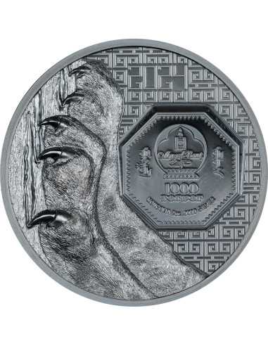 SNOW LEOPARD Wild Mongolia 2 Oz Silver Black Proof Coin 2000 Togrog Mongolia 2024 - Coins & More - Mongolia