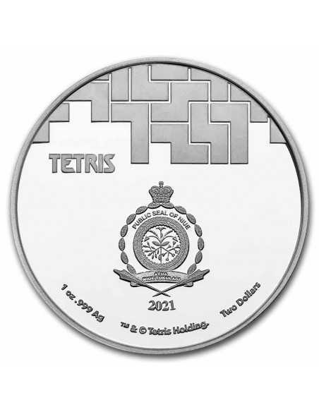 TETRIS™ Cathedral 1 Oz Silver Colorized Coin 2$ Dollars Niue 2021 - Coins & More - Niue