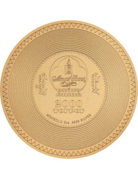 MANJUSHRI MANDALA Gilded Archeology Symbolism 3 Oz Silver Coin 2000 Togrog Mongolia 2024 - Coins & More - Mongolei
