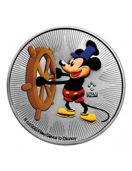 COLORIZED STEAMBOAT WILLIE Mickey Mouse Disney 1 Oz Silver Coin 2$ Niue 2017 - Coins & More - Niue