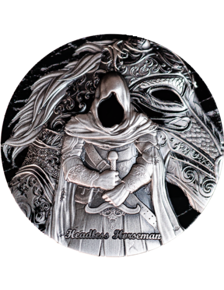 HEADLESS HORSEMEN Chronicles of Enchantment European Legends 2 Oz Antique Silver Coin 2000 Francs Cameroon 2025 - Coins & Mor...