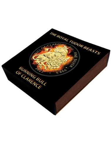 BURNING BULL OF CLARENCE Royal Tudor Beasts 2 Oz Silver Coin 5£ United Kingdom 2023 - Coins & More - Reino Unido