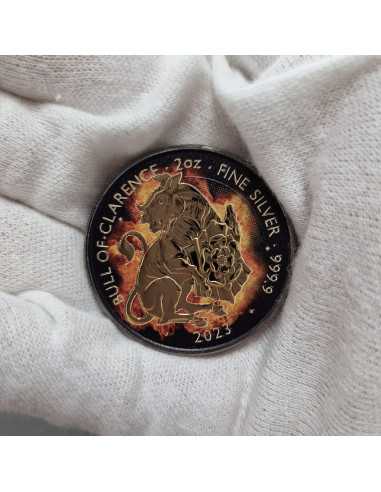 BURNING BULL OF CLARENCE Royal Tudor Beasts 2 Oz Silver Coin 5£ United Kingdom 2023 - Coins & More - Reino Unido