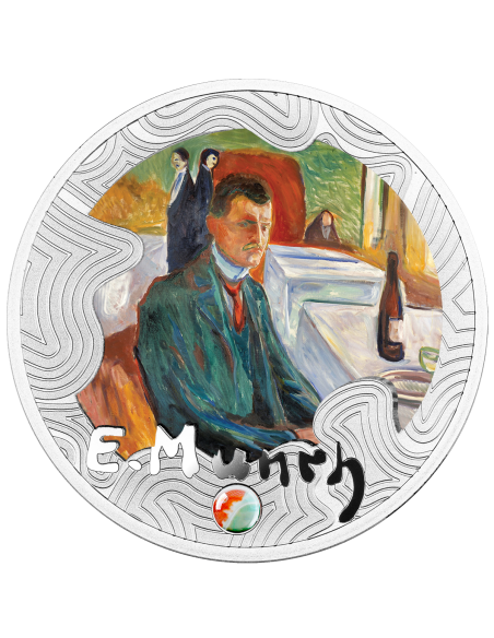 SELF PORTRAIT WITH A BOTTLE OF WINE Edvard Munch Silver Coin 500 Francs CFA Cameroon 2024 - Coins & More - Kamerun