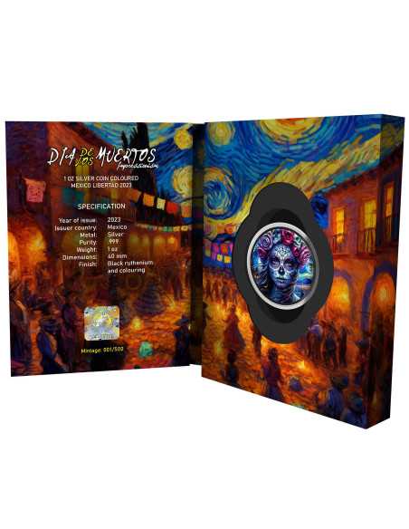 DIA DE LOS MUERTOS Impressionism Edition 1 Oz Silver Coin Mexico 2023 - Coins & More - Mexique
