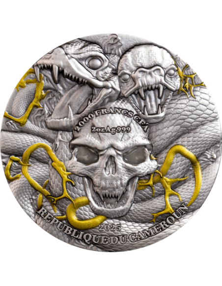 MARIE LAVEAUX Queen of Voodoo 2 Oz Antique Silver UV Coin 2000 Francs Cameroon 2025 - Coins & More - Camerún