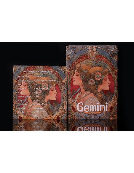 GEMINI 12 Zodiac Series Silver Coin 500 Francs CFA Cameroon 2025 - Coins & More - Camerún