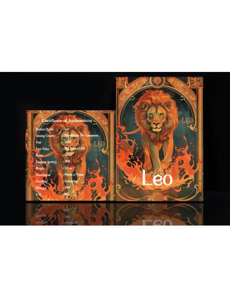 LEO 12 Zodiac Series Silver Coin 500 Francs CFA Cameroon 2025 - Coins & More - Camerún