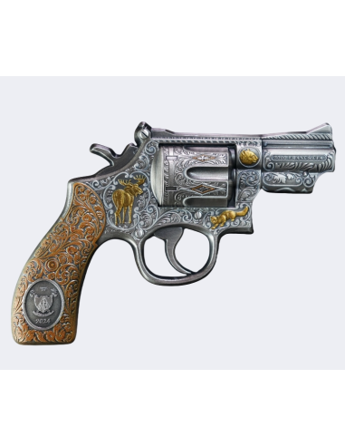 REVOLVER GUN 5 Oz Silver Coin 3000 Francs Cameroon 2024 - Coins & More - Cameroon