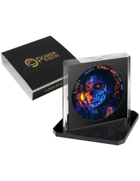 DAMA DE LA MUERTE Schwarzes Platin 1 Oz Silbermünze Mexiko 2023 - Coins & More - Mexiko