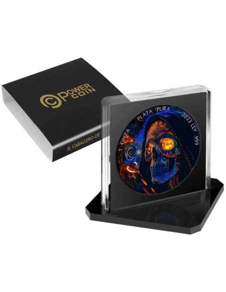 CABALLERO DE LA MUERTE Black Platinum 1 Oz Silver Coin Mexico 2023 - Coins & More - Mexico