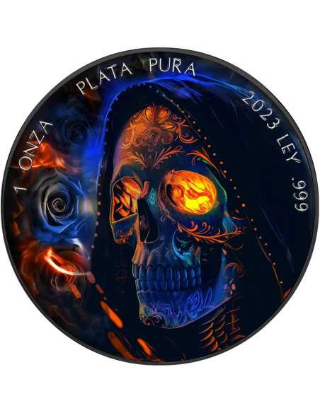 CABALLERO DE LA MUERTE Black Platinum 1 Oz Silver Coin Mexico 2023 - Coins & More - Mexico
