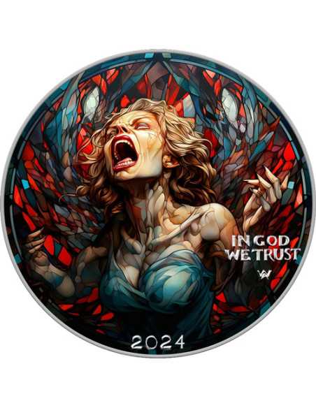 NIGHTMARE DROWING Stained Glass Nightmare American Eagle 1 Oz Monnaie Argent 1$ USA 2024 - Coins & More - Usa