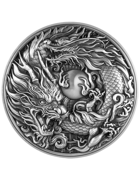 CHINESE DRAGON & DRAGON 2 Oz Plata 11.5 Oz Cobre Moneda 2000 Francos Camerún 2024 - Coins & More - Camerún