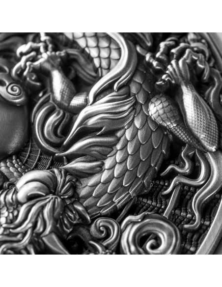 CHINESE DRAGON & DRAGON 2 Oz Plata 11.5 Oz Cobre Moneda 2000 Francos Camerún 2024 - Coins & More - Camerún