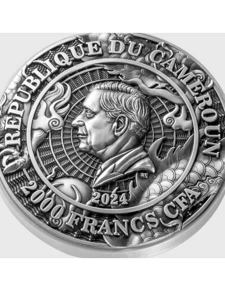 CHINESE DRAGON & DRAGON 2 Oz Plata 11.5 Oz Cobre Moneda 2000 Francos Camerún 2024 - Coins & More - Camerún
