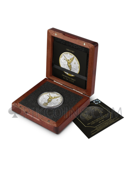 LIBERTAD Polvo de Diamante y Oro 24k 1 Oz Moneda de Plata México 2023 - Coins & More - Mexico