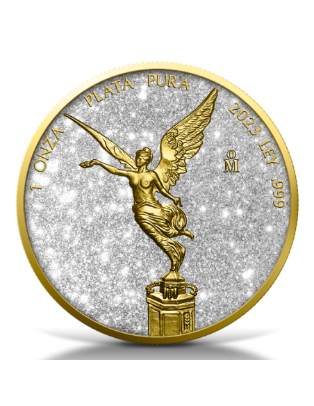 LIBERTAD Diamantstaub & 24k Gold 1 Oz Silbermünze Mexiko 2023 - Coins & More - Mexiko
