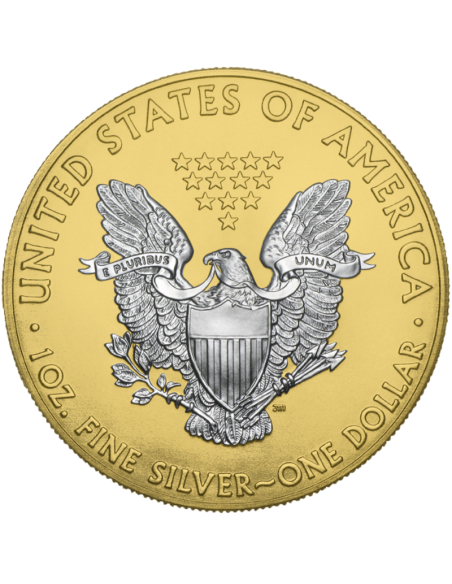 SILVER EAGLE - SUNSET EDITION 1 Oz Silver and Gold Gilded Coin 1$ Dollar USA 2021