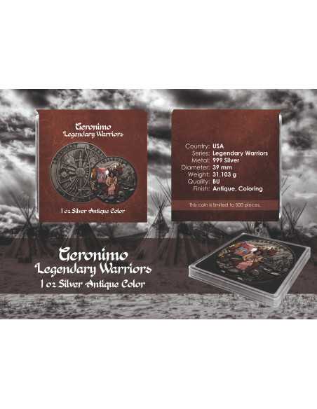 GERONIMO Legendary Warriors 1 Oz Silver Medal 2024 - Coins & More - Argento