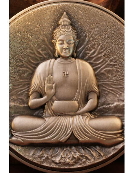 EL BUDDHA Versión Bi-Metal 2 Oz Plata y 330g Cobre Moneda 10000 Francos CFA Tchad 2024 - Coins & More - Chad