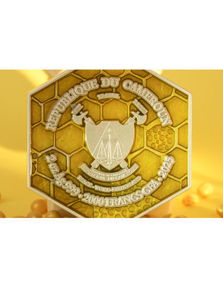 THE BEE Moneta d'argento smaltata antica da 2 Oz 2000 Franchi Camerun 2025 - Coins & More - Camerun
