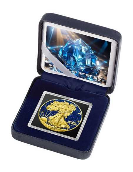 SAPPHIRE EAGLE Edelsteine 1 Oz Silbermünze 1$ USA 2024 - Coins & More - Usa